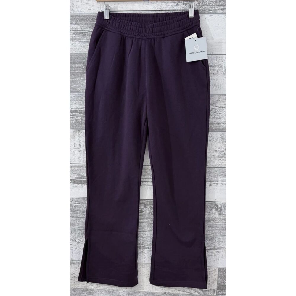 Ease Of Motion Wide Leg Sweatpants Womens Small Fleece Joggers Dark Purple (NWT)